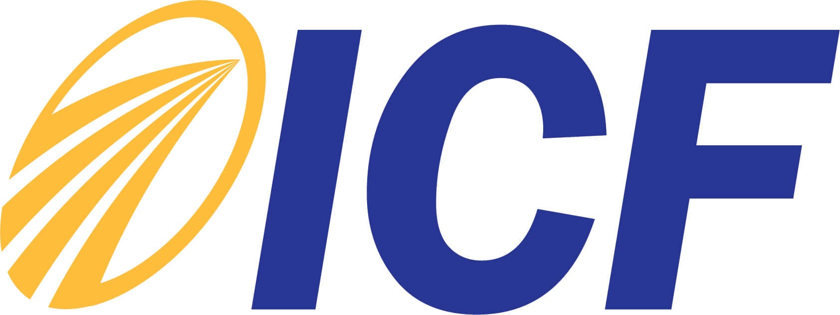 ICF logo with yellow and blue colors.